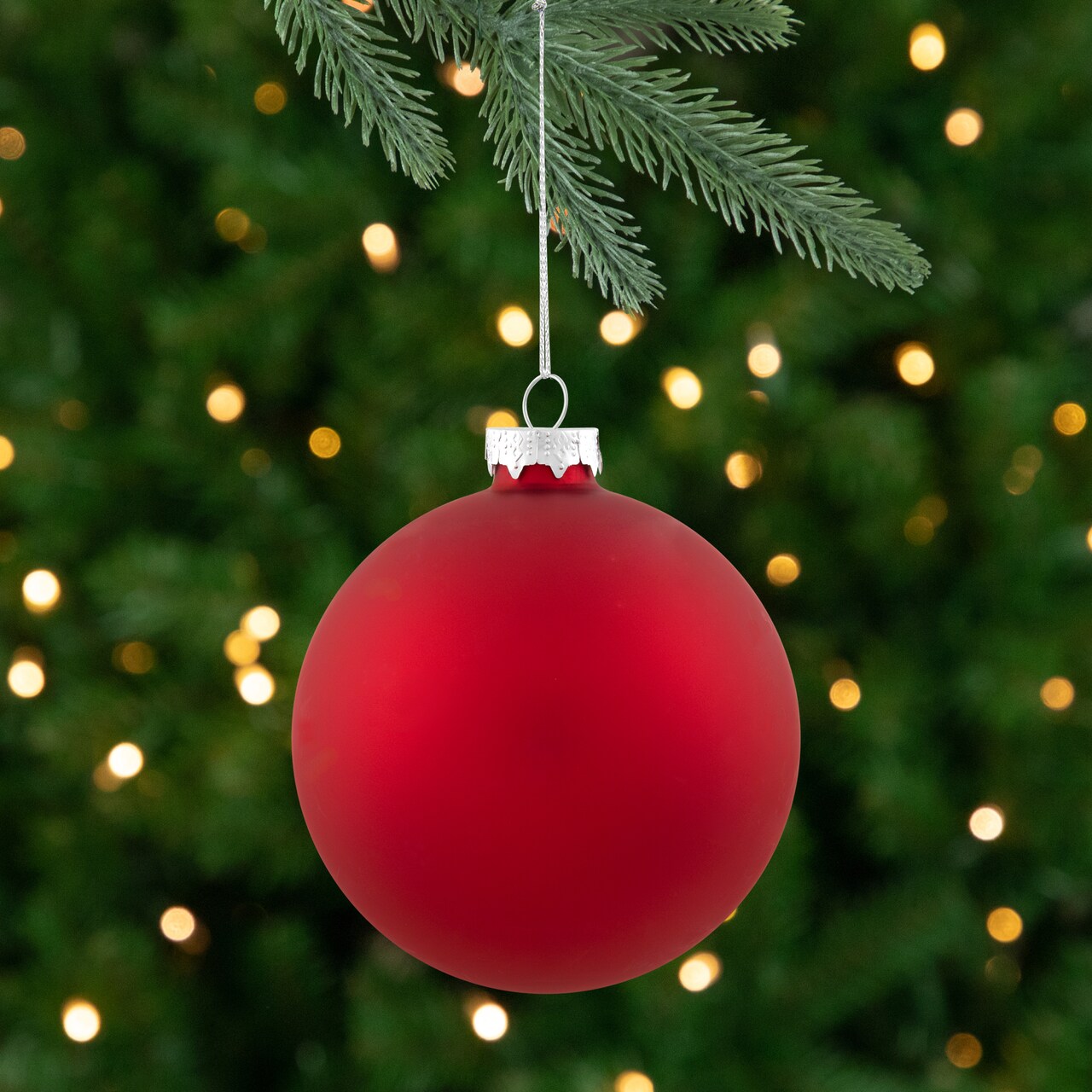 Northlight 2-Finish Christmas Glass Ball Ornaments - 4" (100mm) - Red - 4ct